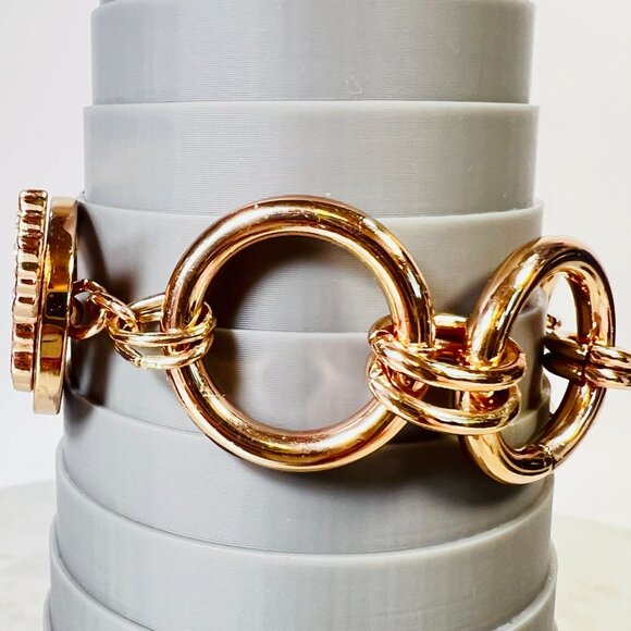 Y2K Victorias Secret Rose Gold-Tone Link Bracelet Crystal Angel Wings Toggle 7" - Picture 8 of 8